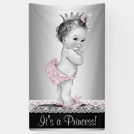 Banderoles Baby shower Princesse vintage (Vertical)