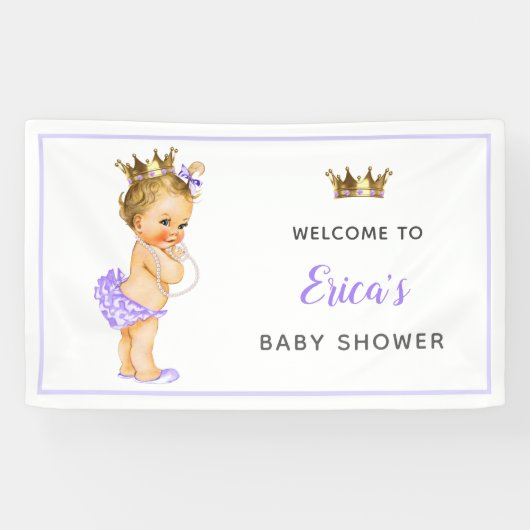 Banderoles Baby shower Princesse Vintage violette (Horizontal)