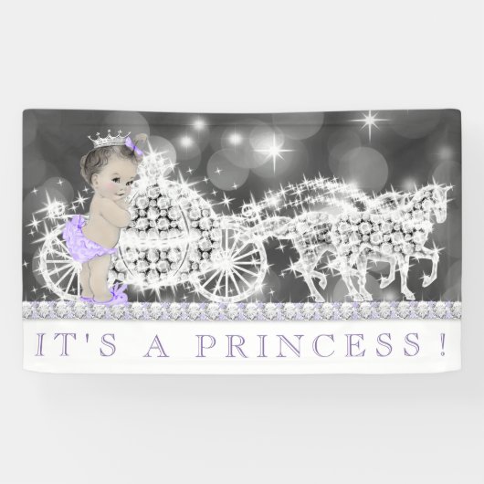 Banderoles Baby shower Princesse violette (Horizontal)