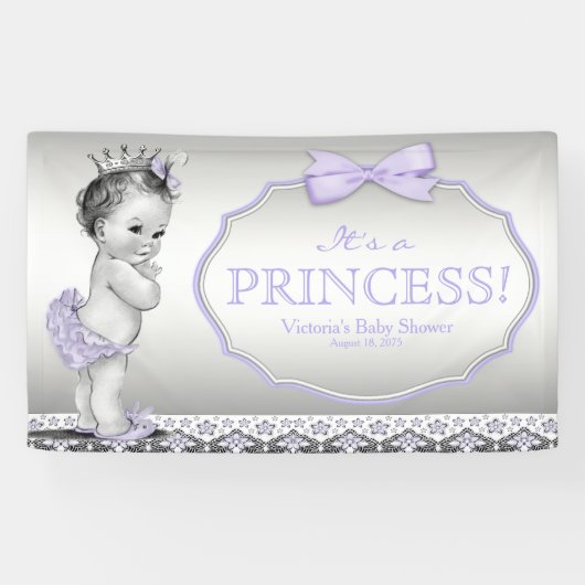 Banderoles Baby shower Princesse violette (Horizontal)