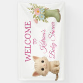 Banderoles Baby shower Purr-fect bébé fille chaton (Vertical)