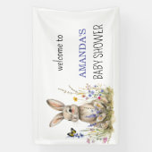 Banderoles Baby shower Quelques fleurs sauvages lapins (Verticale)