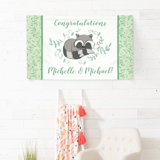 Banderoles Baby shower Raccoon (En situation)