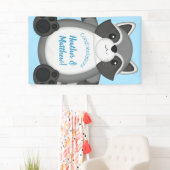 Banderoles Baby shower Raccoon bleu (En situation)