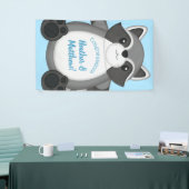 Banderoles Baby shower Raccoon bleu (Salon professionnel)