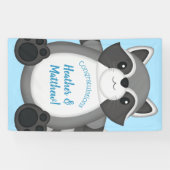 Banderoles Baby shower Raccoon bleu (Horizontal)