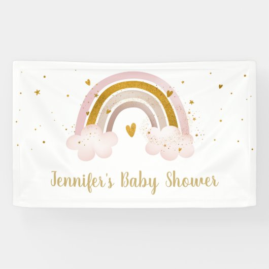 Banderoles Baby shower Rainbow Neutral Gold Pastel (Horizontal)