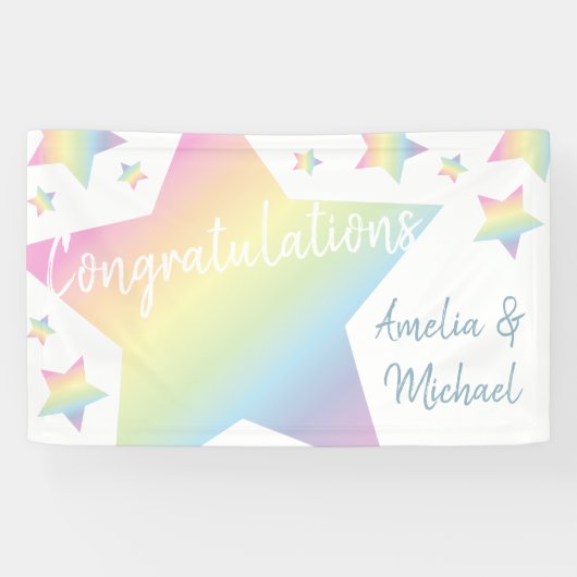 Banderoles Baby shower Rainbow Star (Horizontal)