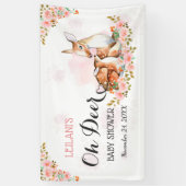 Banderoles Baby shower rose aquarelle Cerf Rose fond (Vertical)