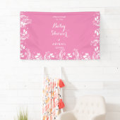 Banderoles Baby shower rose floral blanc (En situation)