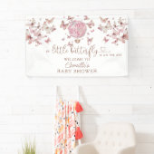 Banderoles Baby shower rose floral papillon fille (En situation)