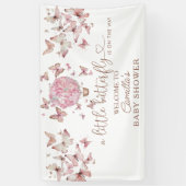 Banderoles Baby shower rose floral papillon fille (Vertical)