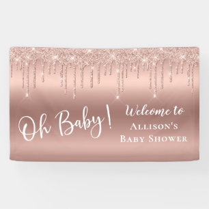 Banderoles Baby shower Rose Gold Parties scintillant Bienvenu