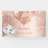 Banderoles Baby shower rose or parties scintillant éléphant f (Horizontal)