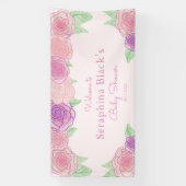 Banderoles Baby shower Rose rose Shabby (Verticale)