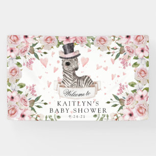 Banderoles Baby shower rose Rose Zebra