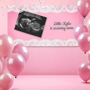 Banderoles Baby shower rose Ultrasound