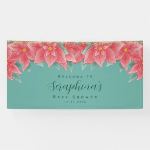 Banderoles Baby shower rouge et vert de Noël Poinsettia