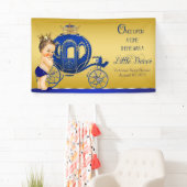 Banderoles Baby shower Royal Blue Gold Prince Carriage (En situation)