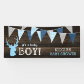 Banderoles Baby shower rustique Bois Bleu Cerf (Horizontal)