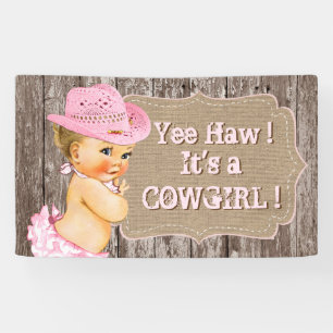 Banderoles Baby shower rustique de cow-girl