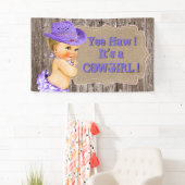 Banderoles Baby shower rustique de cowgirl violet (En situation)
