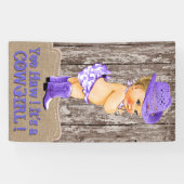 Banderoles Baby shower rustique de cowgirl violet (Horizontal)