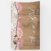 Banderoles Baby shower Rustique en bois Chic dentelle en bois (Vertical)
