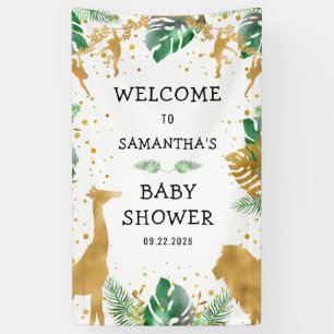 Banderoles Baby shower Safari Gold Green Welcome Banner