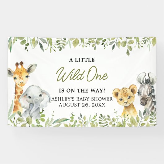 Banderoles Baby shower Safari Wild One Jungle (Horizontal)