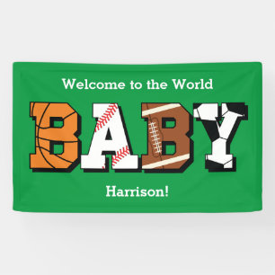 Banderoles Baby shower sportif Co-ed Green Genre Neutre