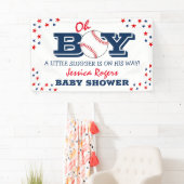 Banderoles baby shower sportif de baseball "Oh Boy" (En situation)