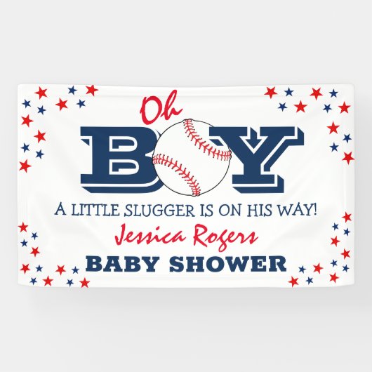 Banderoles baby shower sportif de baseball "Oh Boy" (Horizontal)