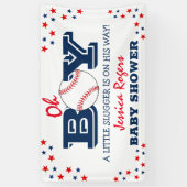 Banderoles baby shower sportif de baseball "Oh Boy" (Vertical)
