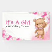 Banderoles Baby shower Teddy C'est une fille (Horizontal)