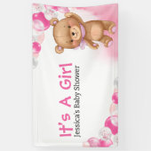 Banderoles Baby shower Teddy C'est une fille (Vertical)