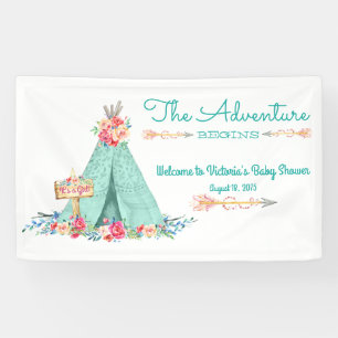 Banderoles Baby shower TeePee Tribal Girls