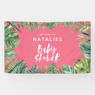 Banderoles Baby shower tropical de palmette et de manuscrit