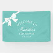 Banderoles Baby shower turquoise Bleu Et Blanc Ruban Bow (Horizontal)