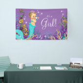 Banderoles Baby shower turquoise Blonde Sirène (Salon professionnel)