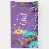 Banderoles Baby shower turquoise Blonde Sirène (Vertical)