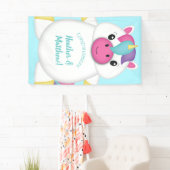 Banderoles Baby shower Unicorn Turquoise (En situation)