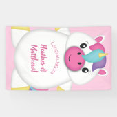 Banderoles Baby shower Unicorne rose (Horizontal)