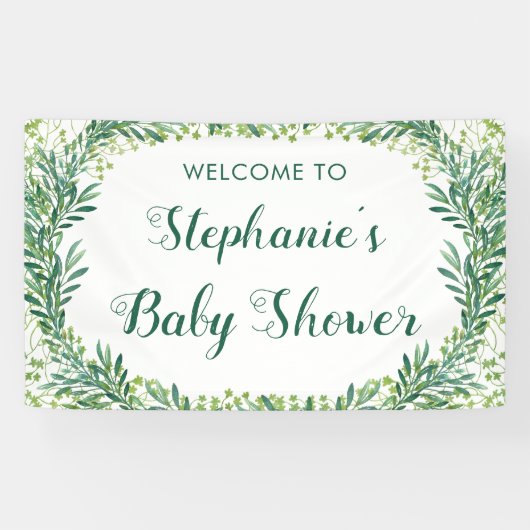 Banderoles Baby shower Verdure Feuilles Accueil (Horizontal)
