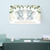Banderoles Baby shower vert de la jungle moderne Twin Elephan (Salon professionnel)