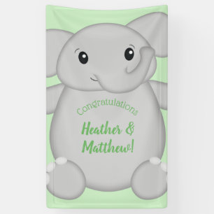 Banderoles Baby shower vert éléphant