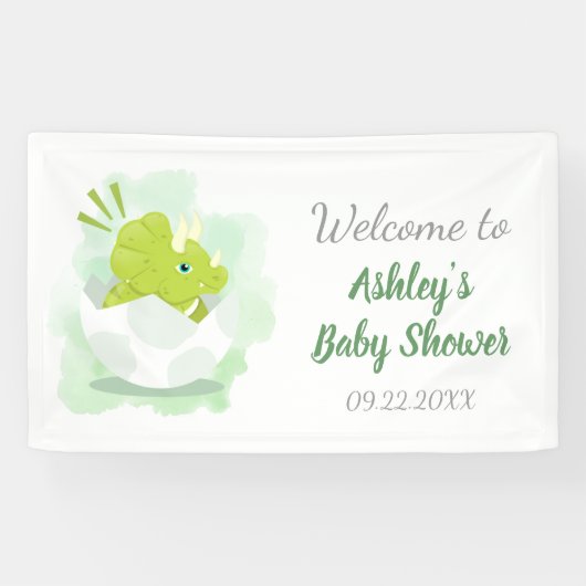 Banderoles Baby shower vert Oeuf Dinosaur Cute (Horizontal)