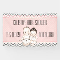 Baby shower vintage de jumeaux de frère et de