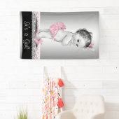 Banderoles Baby shower Vintage rose gris (En situation)