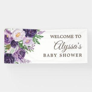 Banderoles Baby Shower Violet Pourpre Verdure Blanche